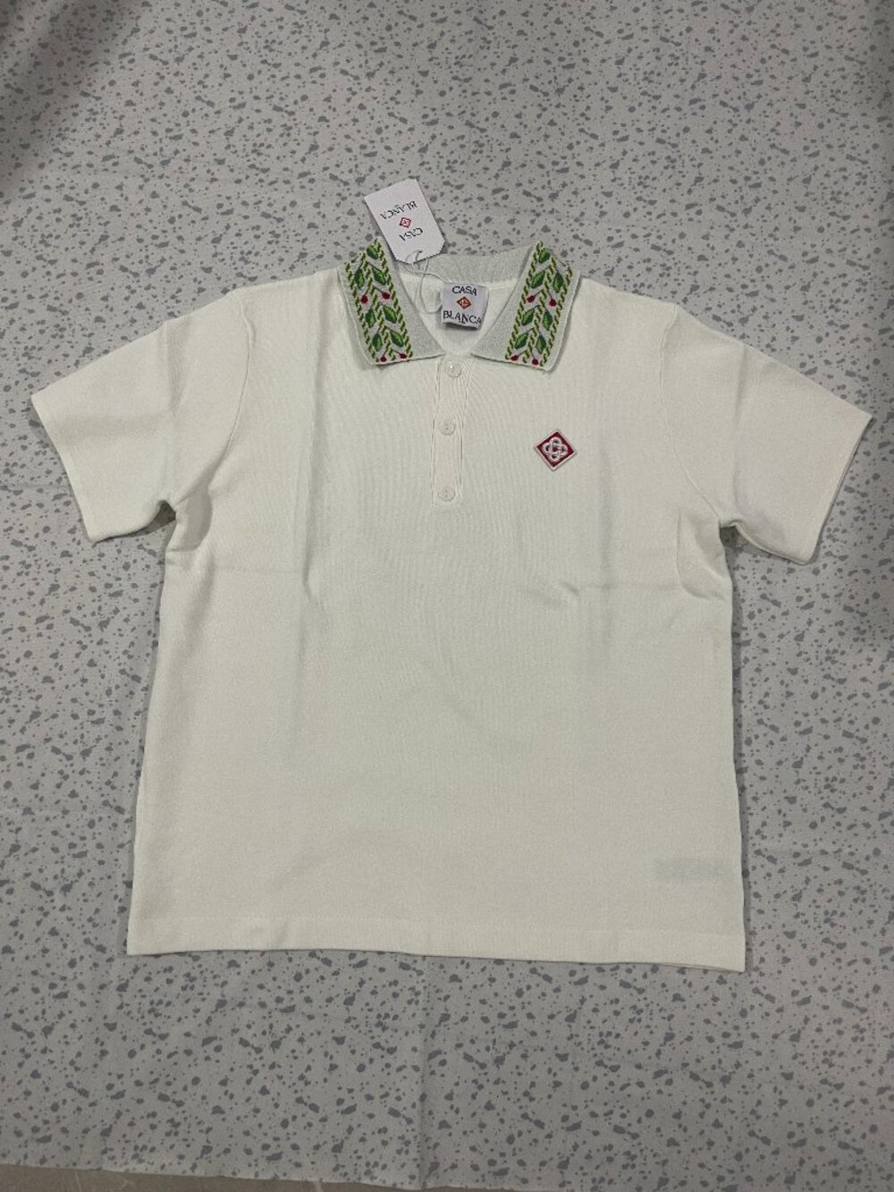 Casablanca Jacquard Collar White Polo